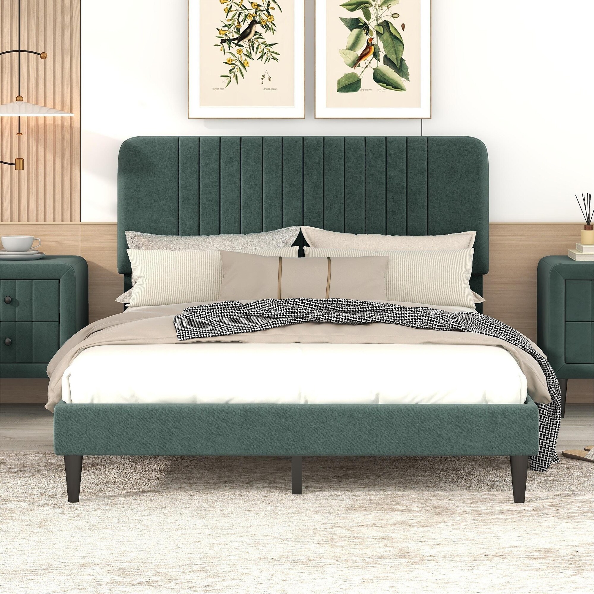 Upholstered headboard green sale