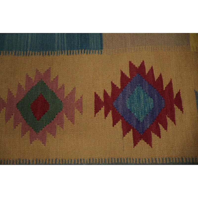 Hand Woven Oriental 100% Wool Carpet Southwestern Tribal Multi-Colored Kilim Area Rug - 9' 9'' X 8' 0''