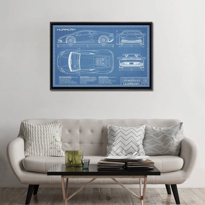 iCanvas "Lamborghini Huracan LP 610-4 Blueprint" by Action Blueprints Framed