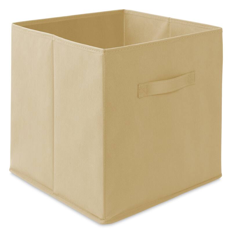 Set of 6 Collapsible Fabric Cubes 13in Storage Bins Beige - Sand - 13" x 13" x 13"