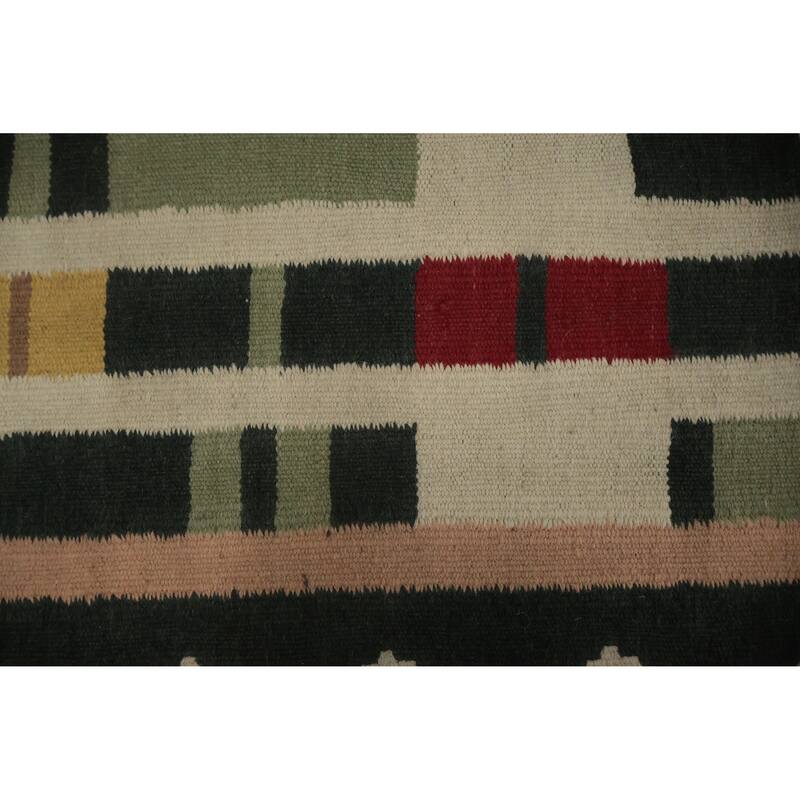 Hand Woven Oriental 100% Wool Carpet Southwestern Tribal Multi-Colored Kilim Runner Rug - 12' 1'' X 4' 3''