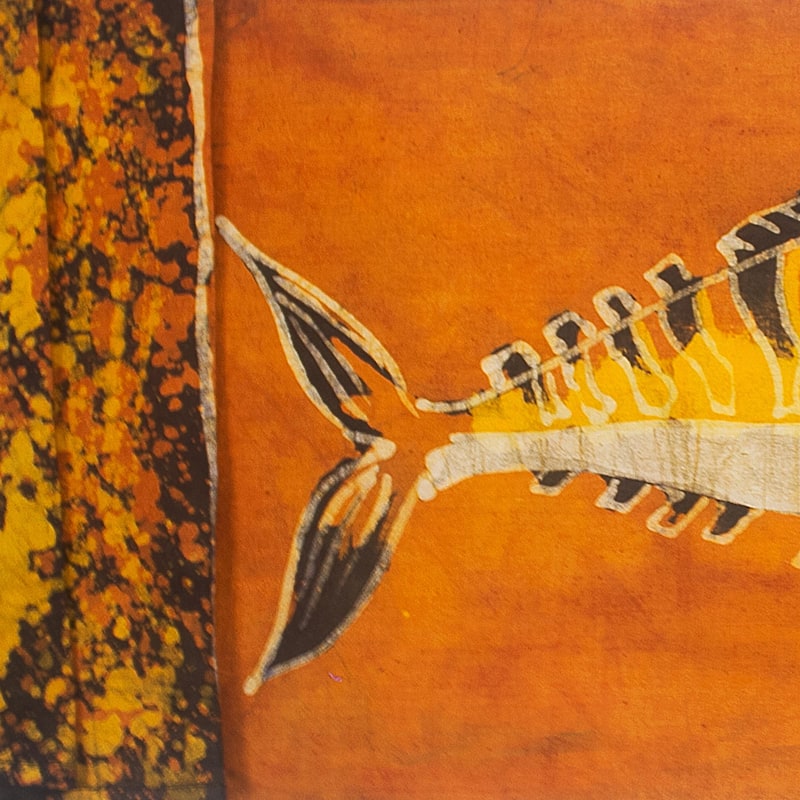 Novica Handmade Mackerel I Batik Cotton Table Runner