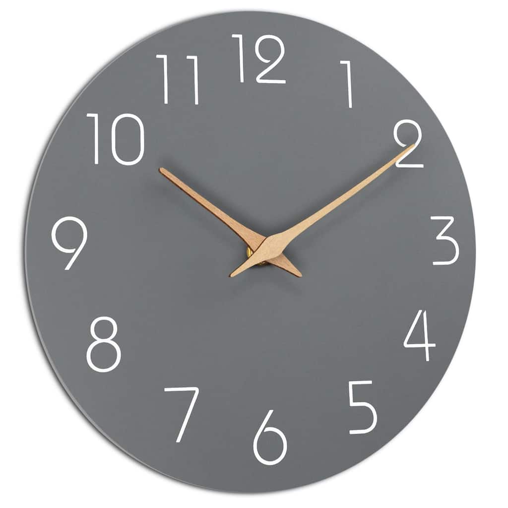Large Wall Clock 16 Inch Modern Flatwood Wall Clocks Silent Non-Ticking Battery Operated Wall Clock Decorative
