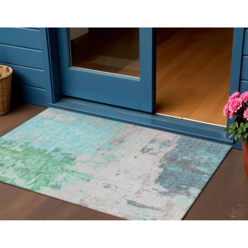 HomeRoots Abstract Transitional Rectangle Outdoor Rug - 3' x 5'