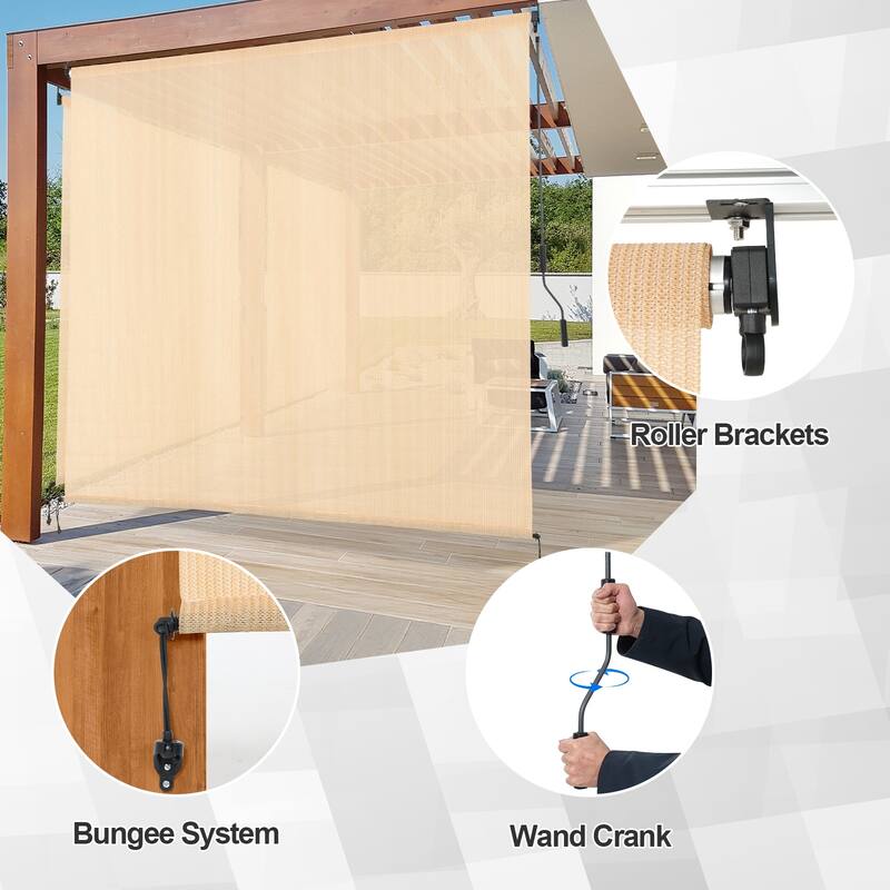 Aoodor Patio HDPE Fabric Roller Shade