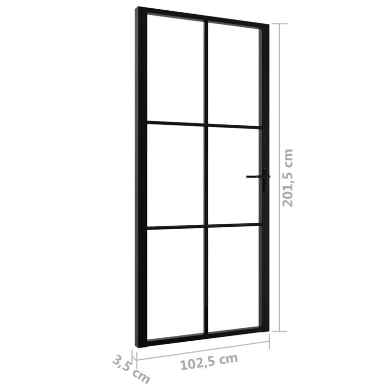 vidaXL Glass Door Interior Door with Alloy Handle ESG Glass and Aluminum Black