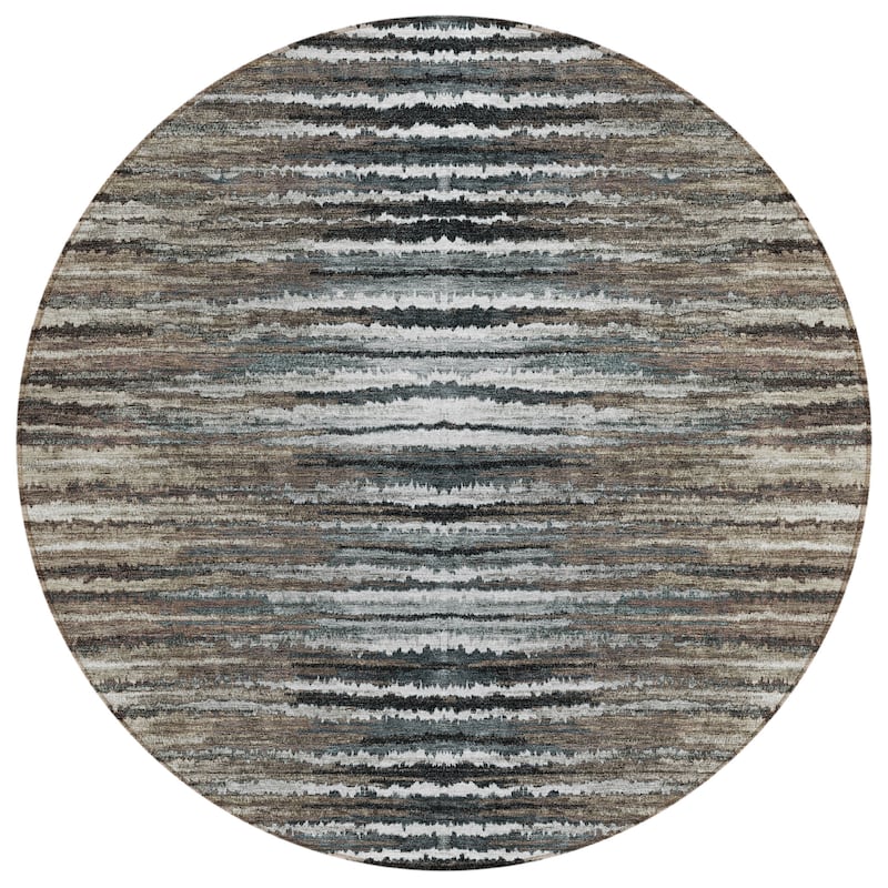 Machine Washable Indoor/ Outdoor Chantille Jagged Stripes Rug