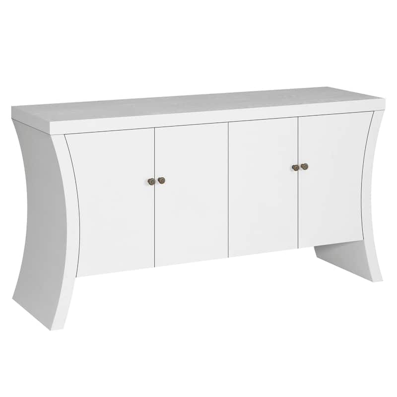 4-door Sideboard with sturdy wooden legs - White