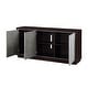preview thumbnail 4 of 3, Wooden Console Cabinet with 3 Handle-Free Doors in Metallic Silver and Walnut