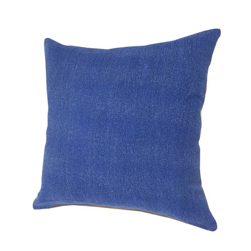 HomeRoots 20" X 20" Classic Blue 100% Cotton Zippered Pillow