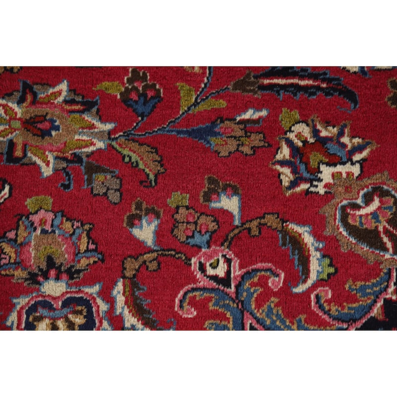 Hand Knotted Oriental 100% Wool Carpet Traditional Floral Red Mashad Area Rug - 15' 1'' X 10' 0''