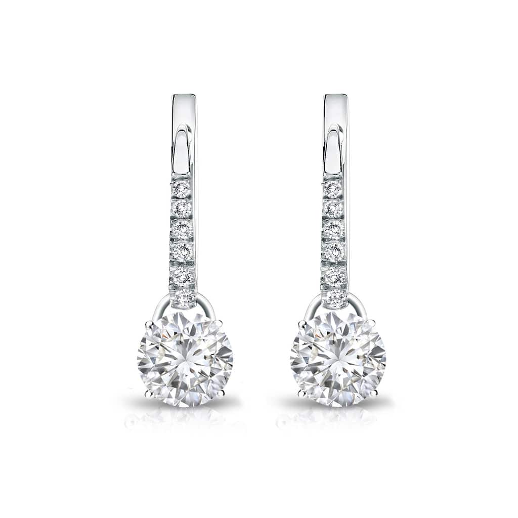 Auriya 1ctw Round Diamond Dangle Earrings 14k Gold