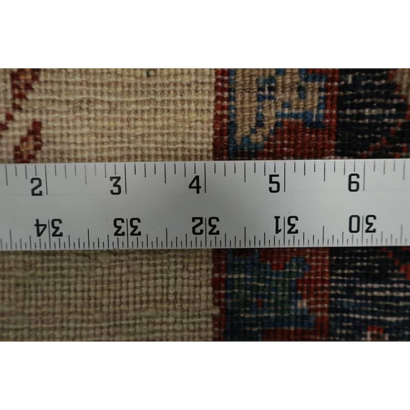 Hand Knotted Oriental 100% Wool Carpet Traditional Tribal Beige & Ivories Gabbeh (Qashqai) Area Rug - 6' 7'' X 4' 10''