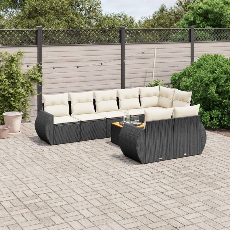 vidaXL Garden Sofa Set Black - 21.7 x 21.7 x 14.6 - Black and cream Large  - form1