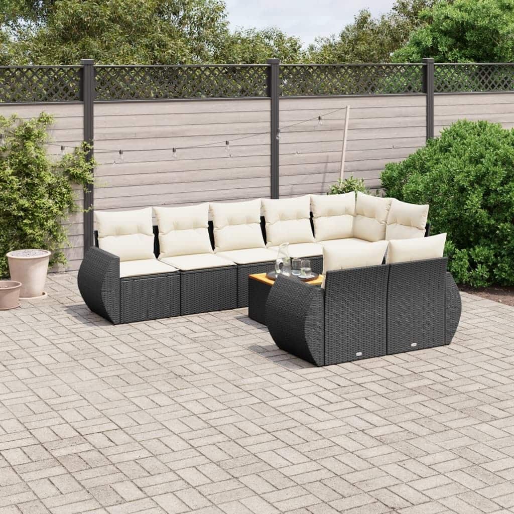 vidaXL Garden Sofa Set Black - 21.7 x 21.7 x 14.6
