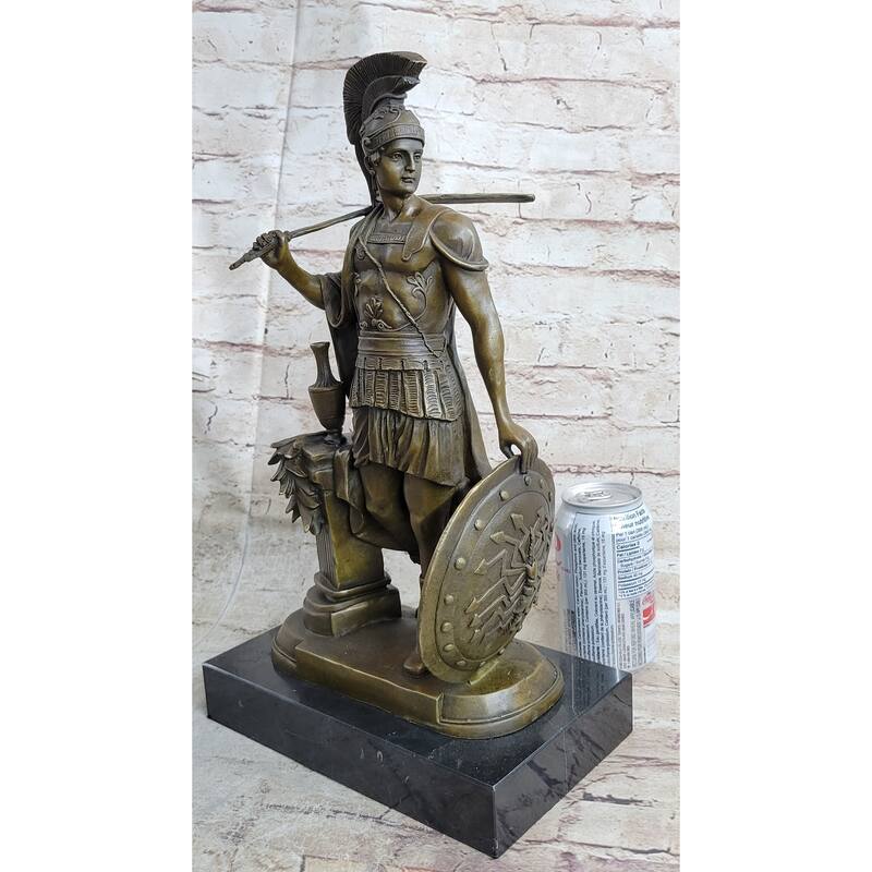 Art Deco Large Odysseus Roman Warrior Bronze Sculpture Marble Base Figure Decor