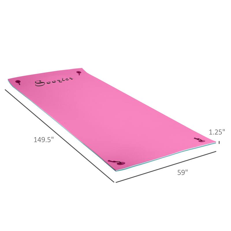 Soozier 12.5' x 5' Lily Pad Floating Mat with Cup Holder Table , 3-Layer Portable Water Mat Float Dock