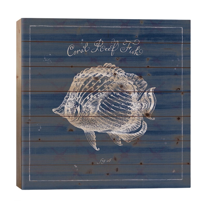 Underwater Life XIV Print On Wood by Daphne Brissonnet - Multi-Color - 26x26x1.5