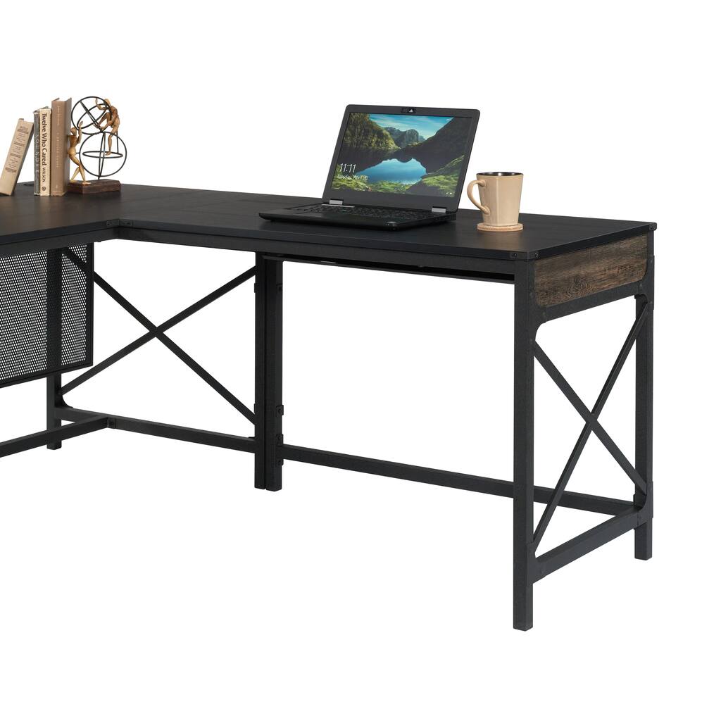 Wood Desk Return 42" with Expanded Workspace, Brown