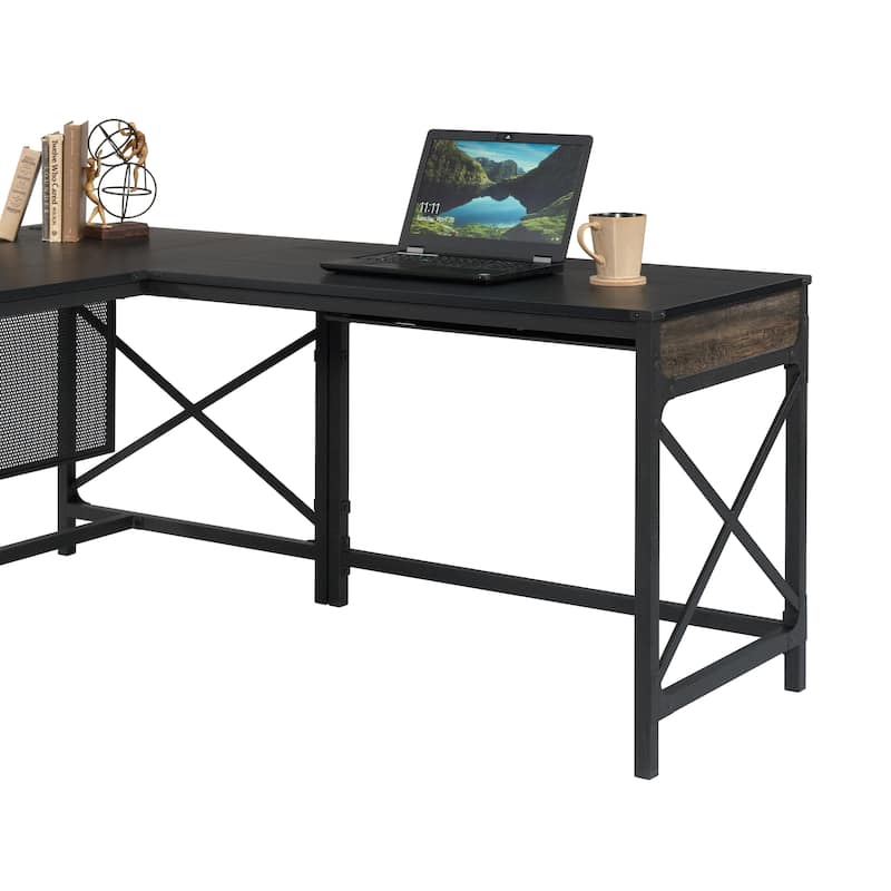 Wood Desk Return 42" with Expanded Workspace, Brown