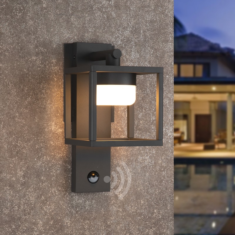 Outdoor Motion Sensor Wall Light - 650lm GX53 LED Bulb - Modern Wall Sconce - Waterproof