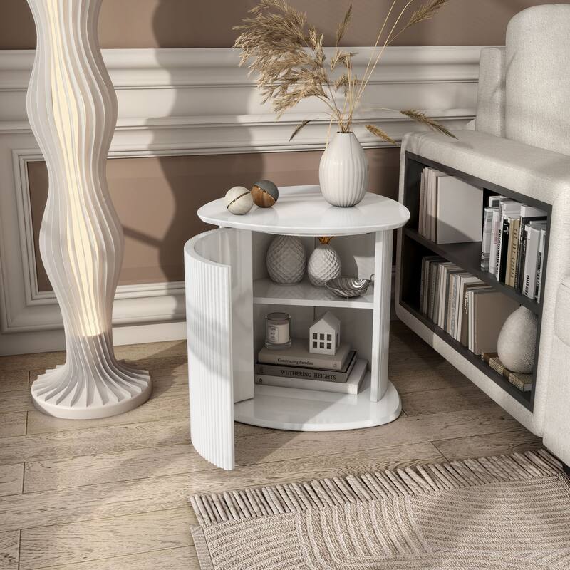 Furniture of America Astra Modern 2-Piece Glossy White Triangle Storage Coffee Table Set