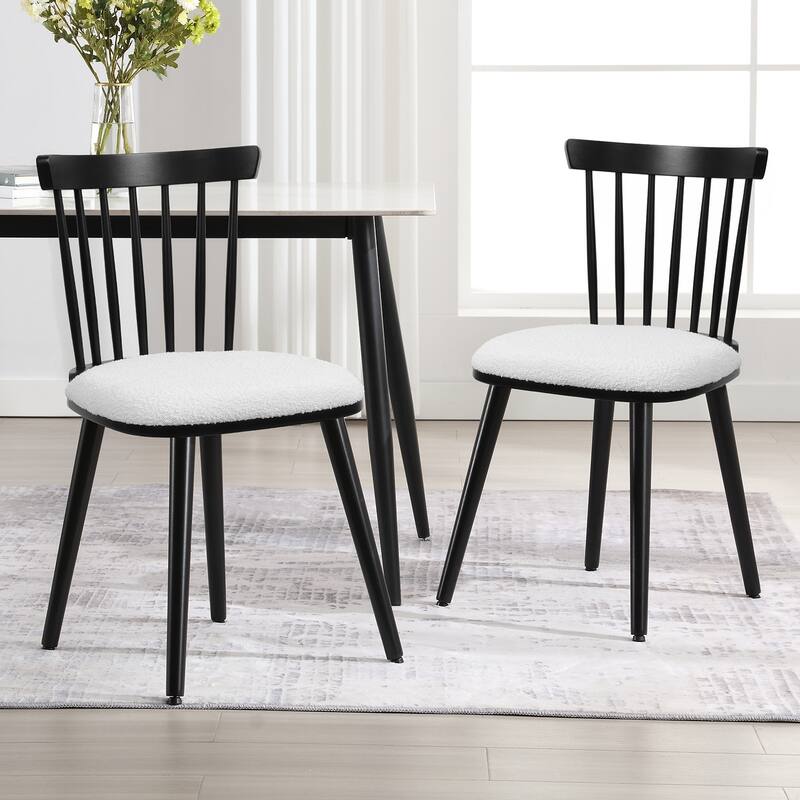 Solid Wood Spindle Back Windsor Dining Chairs Set of 2 - 33.3"H x 17.72"W x 19.7"D