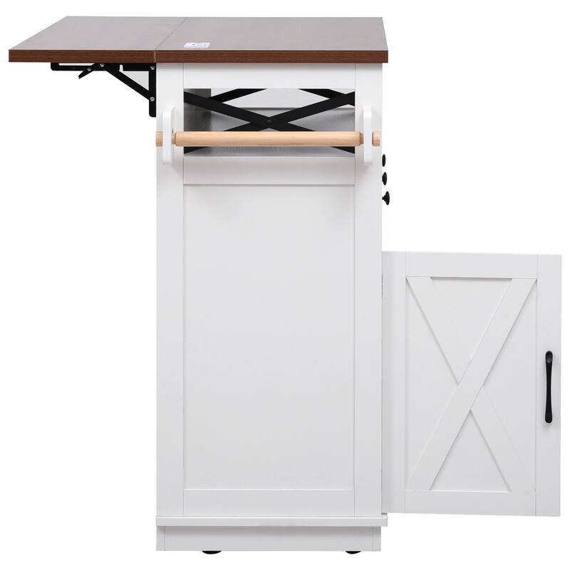 Kitchen Island with Drop Leaf, 3 Doors and 3 Drawers