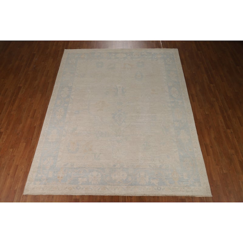 Hand Knotted Oriental 100% Wool Carpet Transitional All-Over Beige & Ivories Oushak Area Rug - 10' 0'' X 8' 0''