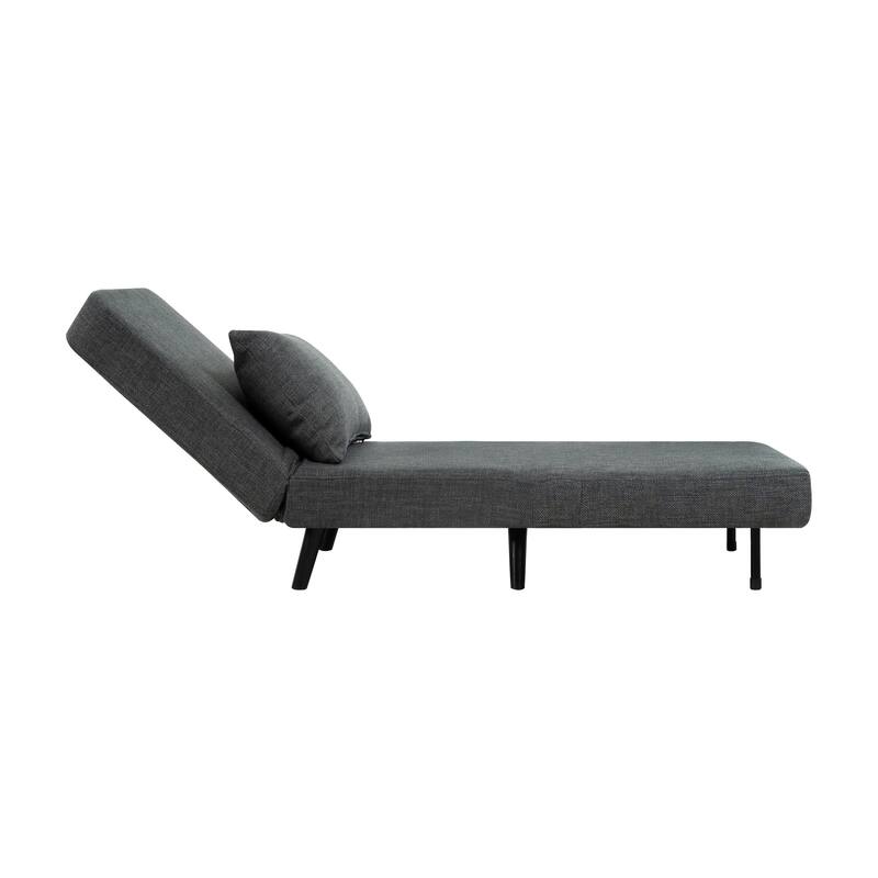 3 in 1 Foldable Linen Chaise Lounge with Adjustable Backrest, Footrest & Detachable Pillow, Convertible Chair Bed, Accent Chair