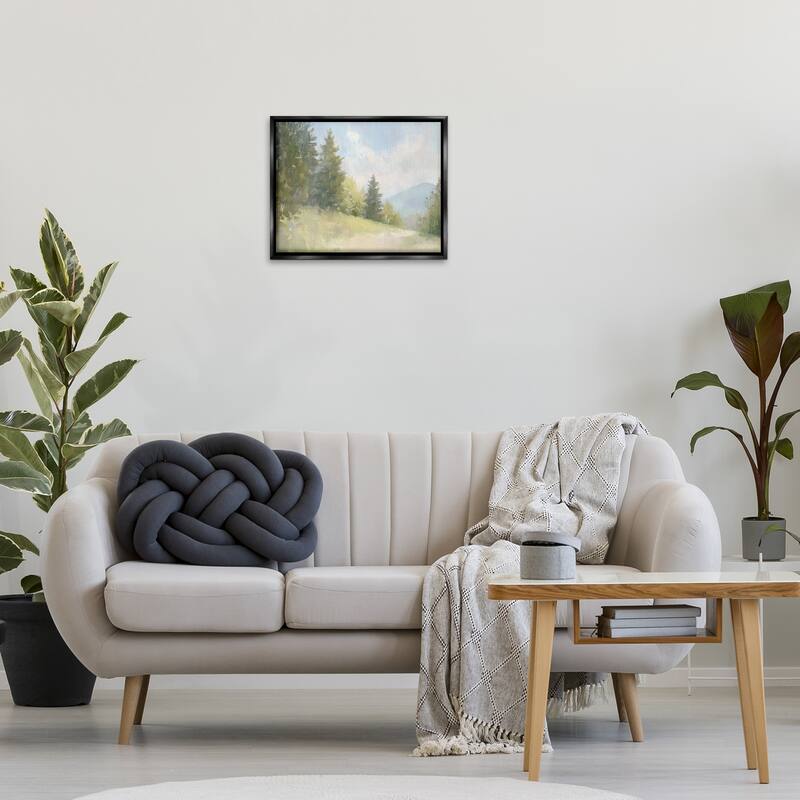 Stupell Meadow Of Green Landscape Framed Floater Canvas Wall Art Design By Petal Prints Design