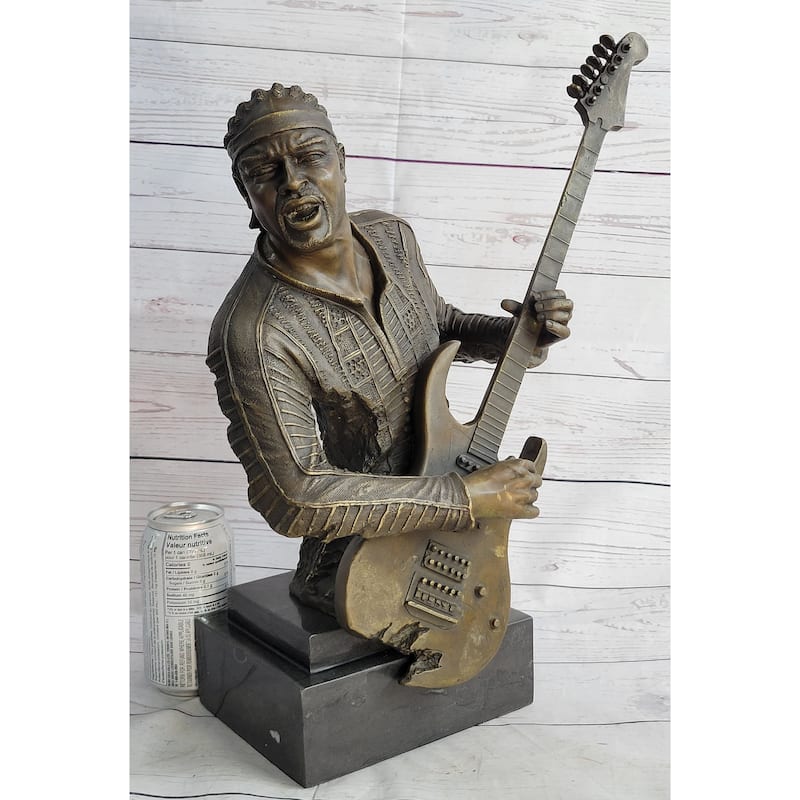 Jimi Hendrix Guitarist Musician Bronze Statue Sculpture Figure 18 Inches X 17 Inches