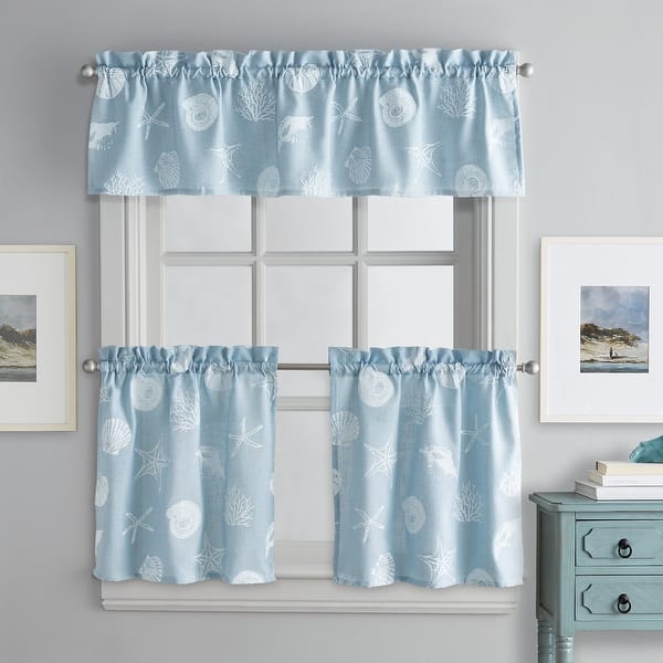 slide 1 of 9, Coastal Seashells Valance, Swag and Tier Pair Curtain Collection