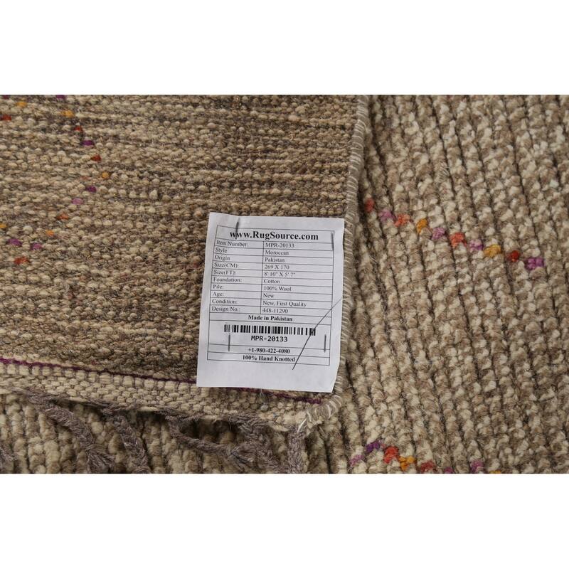 Earth Tone Moroccan Oriental Area Rug Handmade Wool Carpet - 5'7"x 8'10"