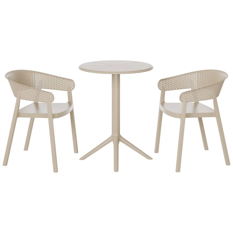 Frond and Form 2-Person Outdoor Round Dining Set - Sand
