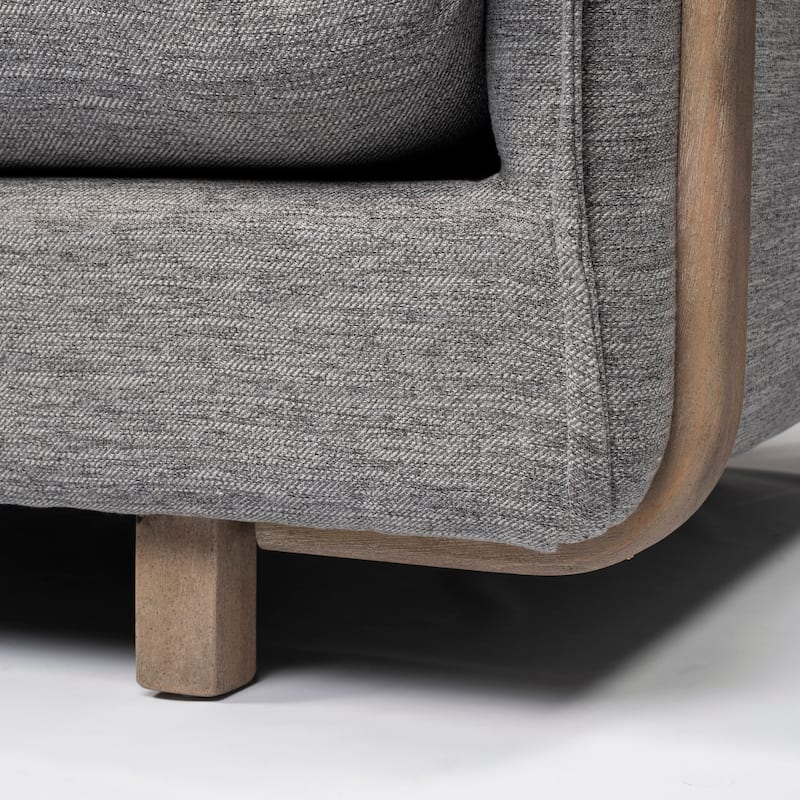 Roy II Castlerock Grey Fabric w/ Light Brown Solid Wood Frame Arm Chair - 43.3"W x 41.7"D x 33"H