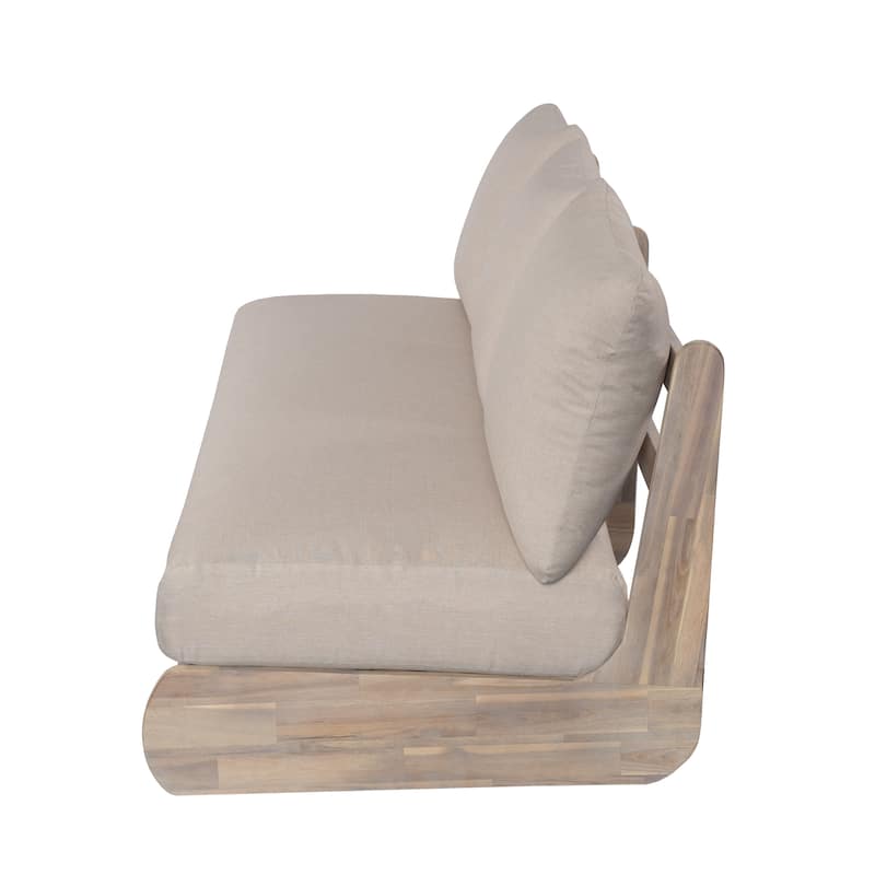 Roomfitters Outdoor Acacia Wood Lazy 3 Seater Sofa with Cushions
