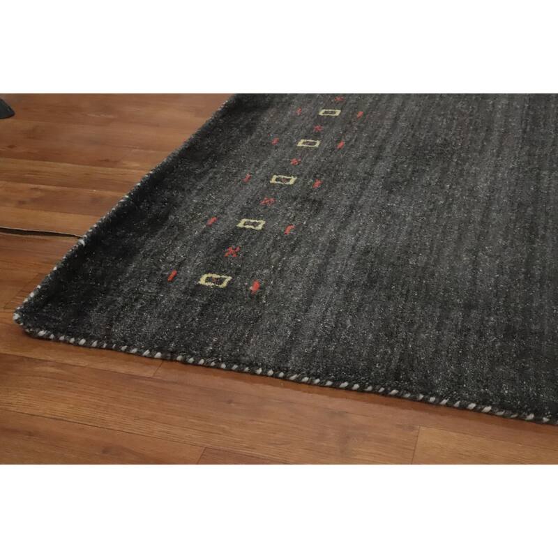 Hand Knotted Oriental 100% Wool Carpet Tribal Animal Pictorial Greys & Charcoal Gabbeh Area Rug - 8' 0'' X 5' 6''