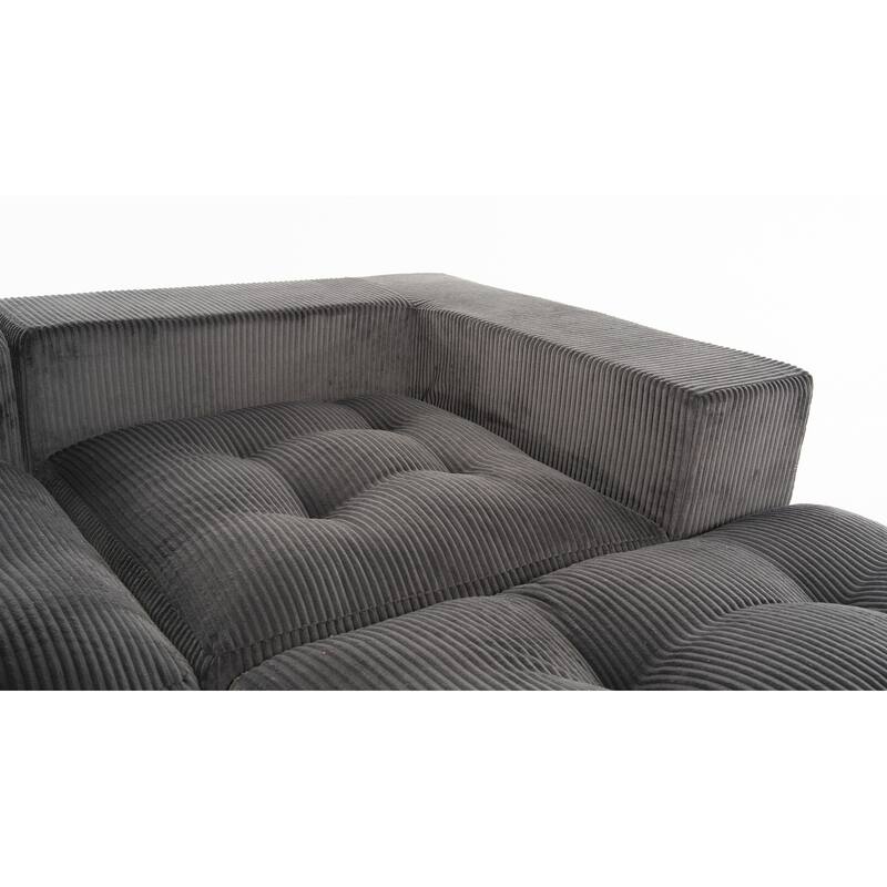 101.18" Corduroy Modular Sectional Sofa with Ottoman, No Assembly Required