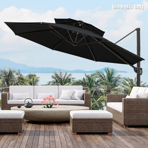 11.5 Ft Outdoor Round Cantilever Umbrella, Base Not Included