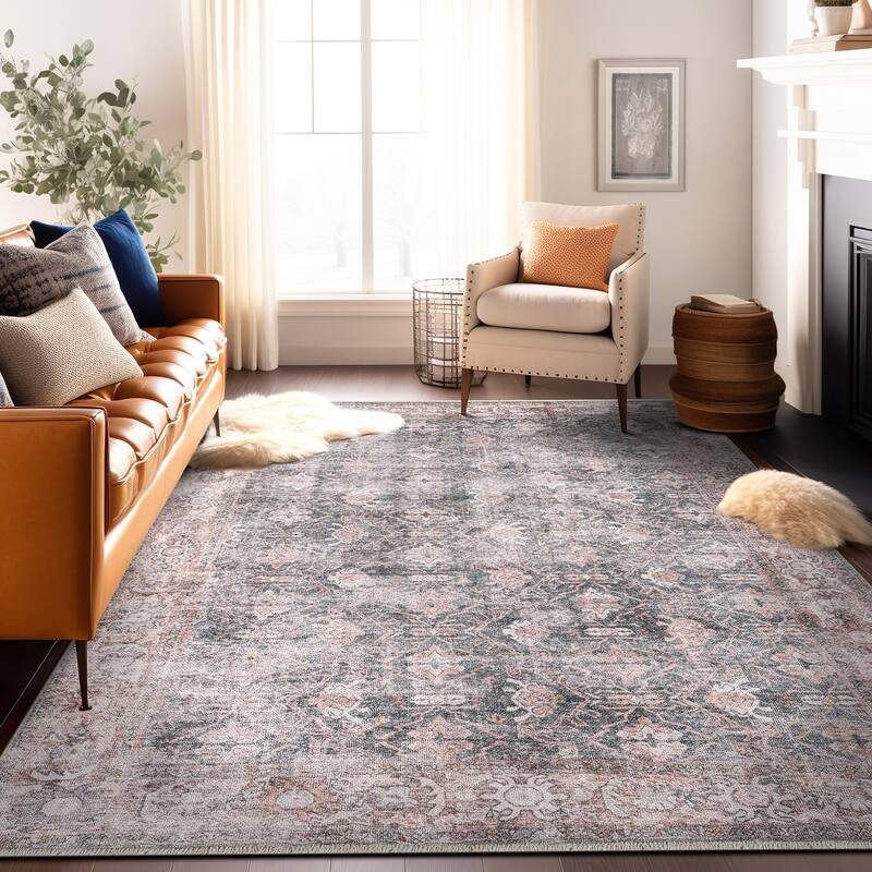 World Rug Gallery Vintage Inspired Bordered Machine Washable Area Rug
