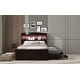 preview thumbnail 4 of 13, Twin XL Platform Bed with Storage LED Headboard, Charging Station, Trundle & 2 Drawers, Sturdy Pine Wood Frame, Dark Brown