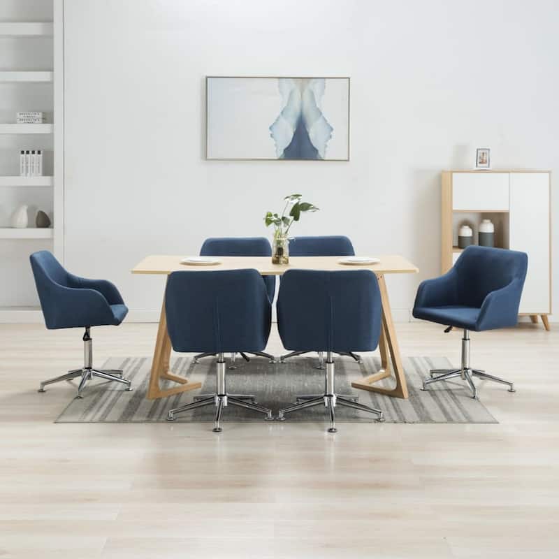 vidaXL Dining Chair 360 Degrees Swivel Accent Desk Chair with Arms Fabric - 21.7" x 20.9" x (30.7"-36.2")