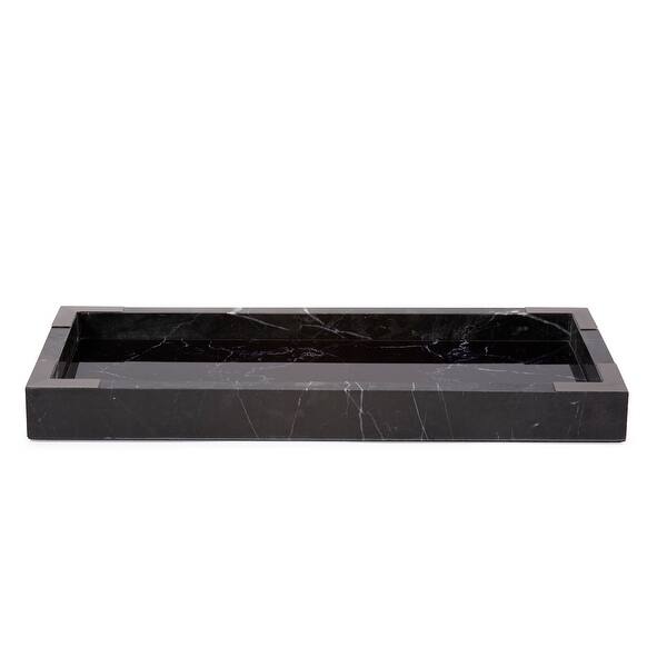 slide 2 of 11, Allan Andrews Mirrored Marble Tray with Brushed Brass Accents Black Marble