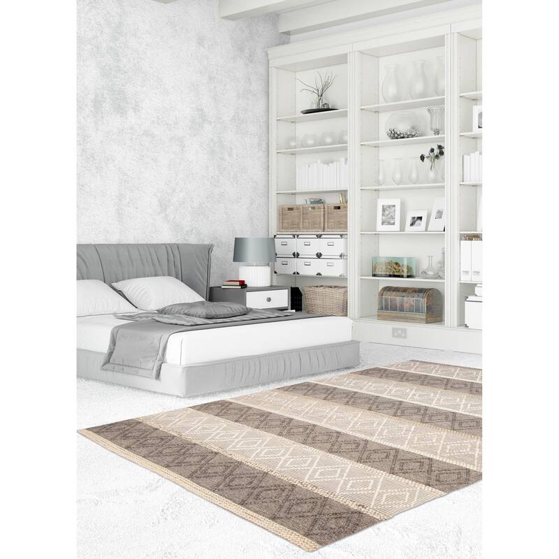 ECARPETGALLERY Braid weave Sienna Brown Wool Rug - 6'2 x 9'1