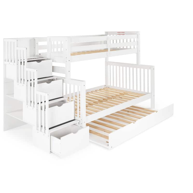 Taylor & Olive Trillium Twin over Full Stairway Bunk Bed, Twin Trundle