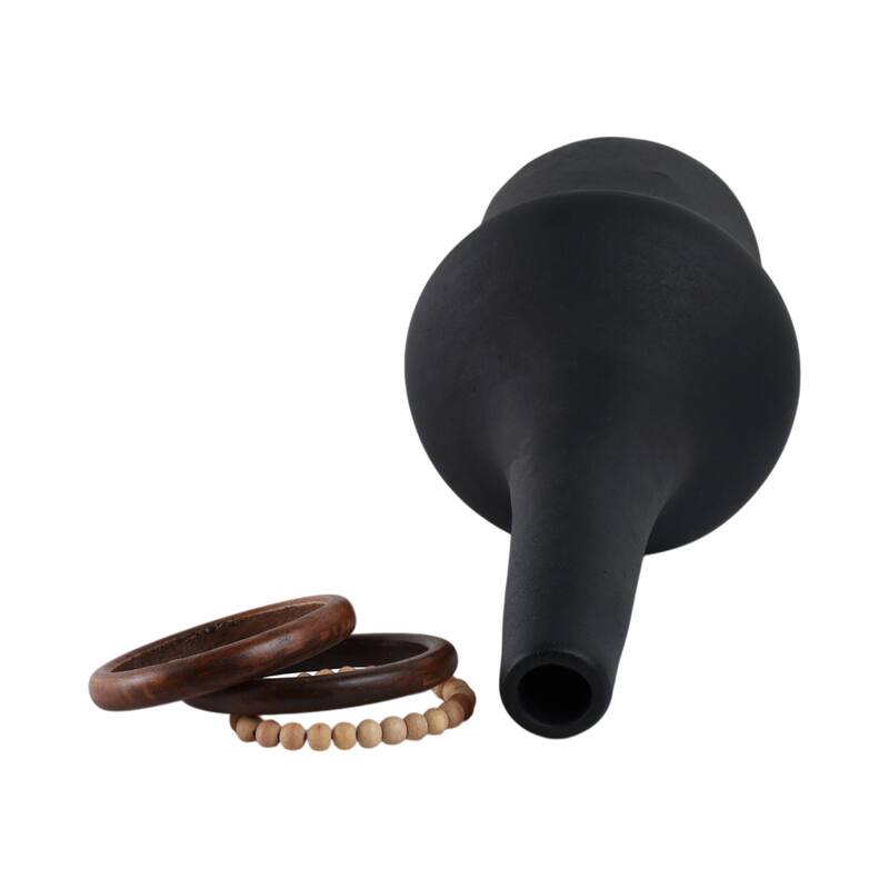 Metal Wood Decorative Vase Sculptural Silhouette Removable Rings