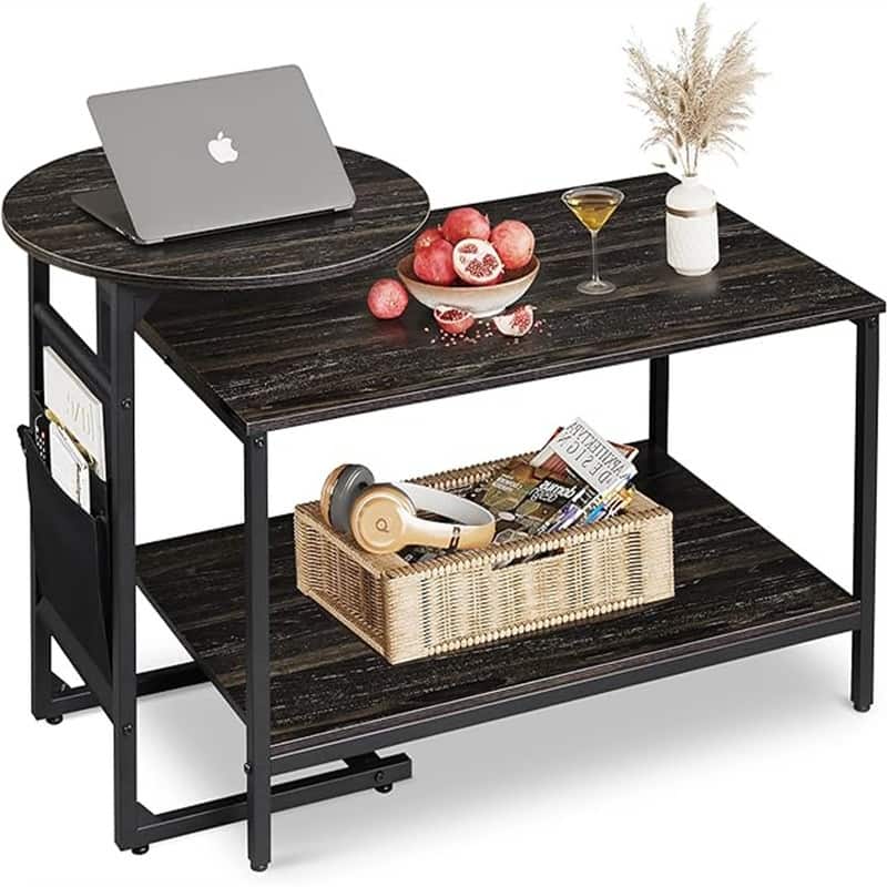Coffee Table - 19.69"D x 34.76"W x 24.17"H - Charcoal Black