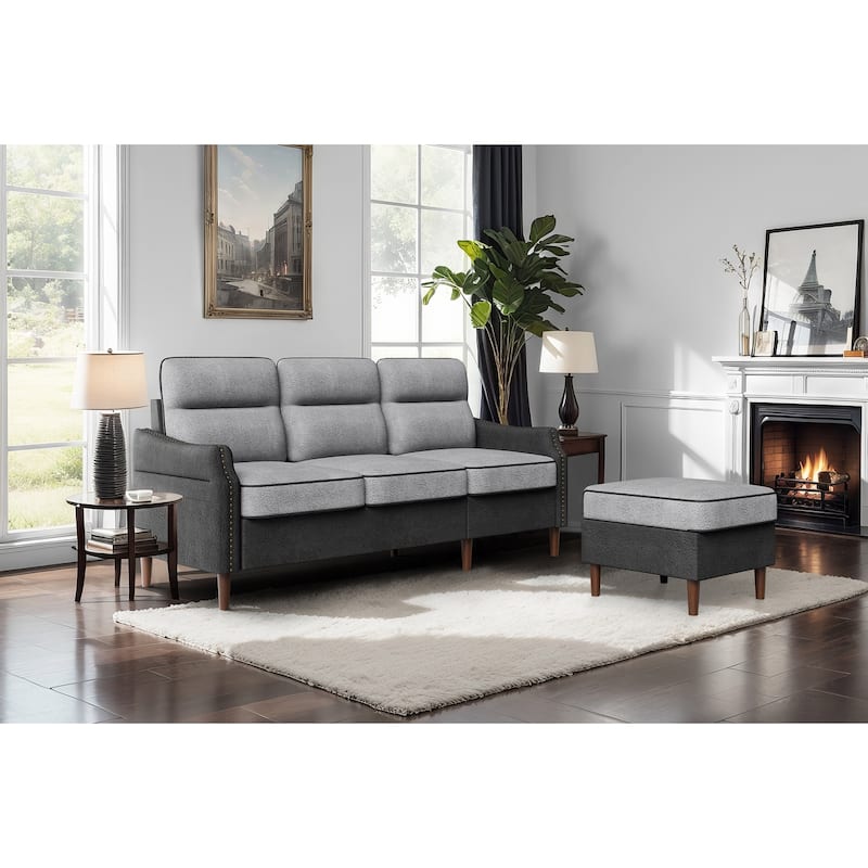 Futzca 78” L Shaped Sofa Couch with Ottoman and Side Storage Bag
