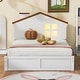 preview thumbnail 3 of 9, Twin Bed Frame Headboard with LED Window, Chimney - White